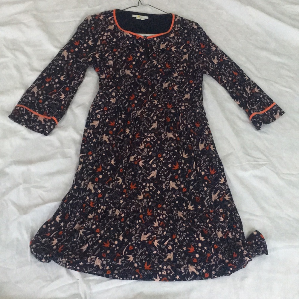 Navy, red, and pink dress